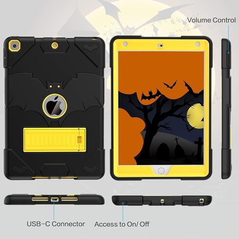 Kids Case for iPad 9th Generation/iPad 8th Generation/iPad 7th Generation, iPad 10.2 inch Case 2021/2020/2019, Heavy Duty Shockproof Rugged Protective 10.2" Cover for Boys Girls (Black) in Saudi Arabia