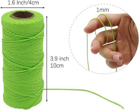 Tenn Well Mason Line، 328 قدم 1 مم سلسلة خيوط بوليستر مضفرة للبستنة وأدوات البناء والحرف اليدوية (أخضر أصفر) in Kuwait