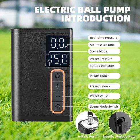 Electric Ball Pump, Portable Smart Air Pump with Precise Pressure Gauge and Digital Display, Fast Inflation Ball Pump for Basketball, Soccer Ball, Volleyball, Football (Max 15 PSI) in Kuwait