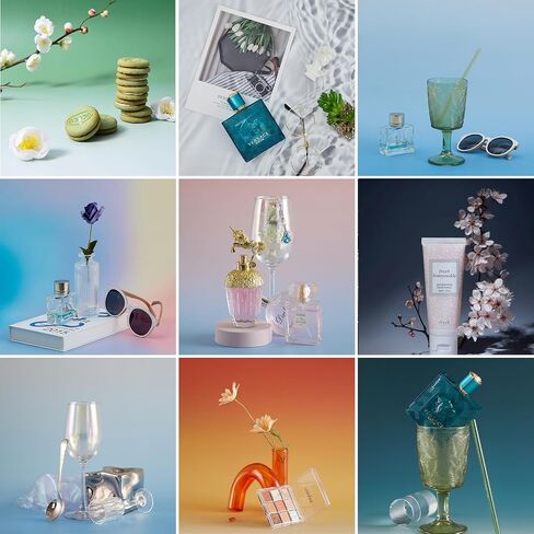 BEIYANG 5PCS Gradual Background Papers with T-Stand, Flat Lay Photography Backdrop Paper, 22x34in Tabletop Backdrops Paper Small Products Photo Photography Props for Cosmetics Jewelry in Saudi Arabia