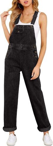 Vetinee Womens Overalls Denim Stretch Straight Leg Jeans Overall Regular Fit Bib Jean Jumpsuits Comfy Adjustable Straps in Kuwait