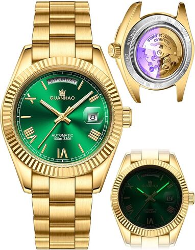 GUANHAO Men's Automatic Mechanical Business Luxury Watch,40mm Luminous Dial,100 Meter Water Resistant,Luxury Fashion Business Casual Sport Designer Watch with Calendar Function,Stainless Steel Strap. in Saudi Arabia