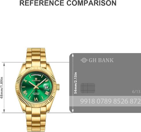 GUANHAO Men's Automatic Mechanical Business Luxury Watch,40mm Luminous Dial,100 Meter Water Resistant,Luxury Fashion Business Casual Sport Designer Watch with Calendar Function,Stainless Steel Strap. in Saudi Arabia