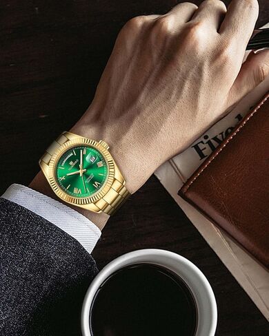 GUANHAO Men's Automatic Mechanical Business Luxury Watch,40mm Luminous Dial,100 Meter Water Resistant,Luxury Fashion Business Casual Sport Designer Watch with Calendar Function,Stainless Steel Strap. in Saudi Arabia