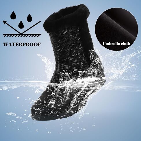 ADAMUMU أحذية الشتاء للنساء بطانة الفراء بطانة مقاوم للماء معزول أحذية الثلوج المضادة للانزلاق أحذية للمشي في الهواء الطلق في الشتاء in Kuwait