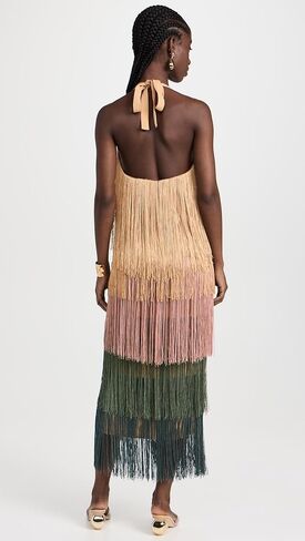 فستان نسائي متوسط ​​الطول بأهداب Neme من Andrea Iyamah in Kuwait