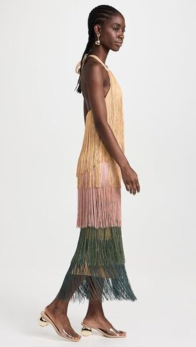 فستان نسائي متوسط ​​الطول بأهداب Neme من Andrea Iyamah in Kuwait