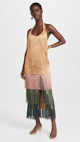 فستان نسائي متوسط ​​الطول بأهداب Neme من Andrea Iyamah in Kuwait