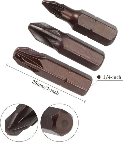 PZ Bit Set - [PZ1 PZ2 PZ3] 1/4" Hex Shank Magnetic Cross Screw Driver Batch Head for Socket Screwdriver Handle Use, 1 Inch Length in Saudi Arabia