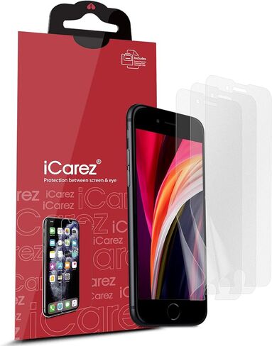 iCarez واقي شاشة غير لامع لهاتف iPhone SE 3/2 (2022/2020) iPhone 8 iPhone 6 /6s /7 4.7 بوصة، 3 عبوات مضادة للتوهج in Kuwait