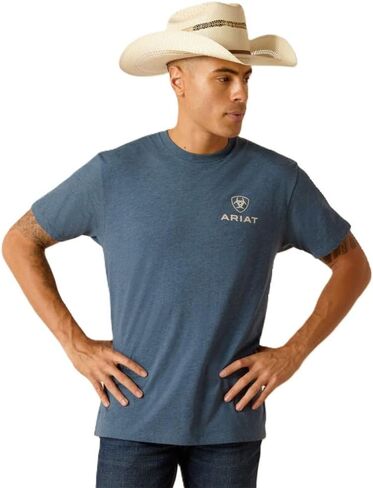 Ariat Men's Ariat SW Bison T-Shirt, Sailor Blue Heather, Medium in Saudi Arabia