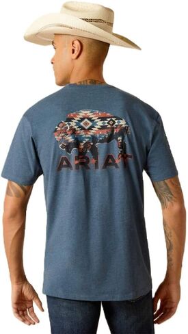 Ariat Men's Ariat SW Bison T-Shirt, Sailor Blue Heather, Medium in Saudi Arabia