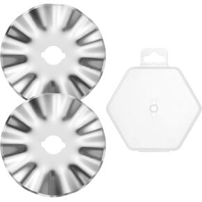 HARFINGTON 2pcs Rotary Cutter Blades 45mm Large Wave Blade SKS-7 Steel Sharpness Replacement Rotary Blade Quilting Rotary Cutter Blades for Fabric Sewing Scrapbooking Crafts, Silver Tone