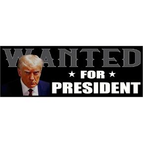 Wanted for President - Trump Mugshot Sticker [3" x 8.5"] Made in The USA - Trump 2024 Decal Sticker