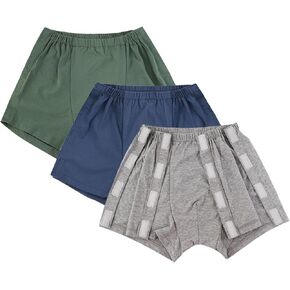 3 Pack Post Surgery Boxers for Men, Adaptive Underwears, Tear Away Underwear, Incontinence Stick-on Briefs