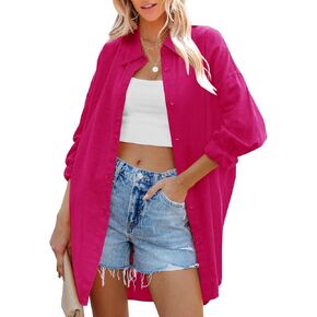 LAMISSCHE Womens Oversized Button Down Shacket Fuzzy Fleece Long Sleeve Jackets Warm Sherpa Collared Coats With Pockets