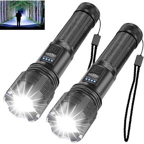 Rechargeable Flashlights 10000 High Lumens, Mini Handheld Flashlights with 3000mAh Battery, 5 Modes, Zoomable, IPX8 Waterproof, USB Tactical Flashlights for Emergencies, Camping, Dog Walking