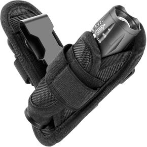 bvya 360° Rotatable Tactical LED Flashlight Torch Holder Stretchable Adjustable Flashlight Holster Duty Belt Pouch Case Bag