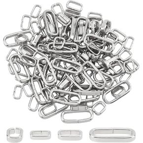 DICOSMETIC 120pcs 4 Sizes 304 Stainless Steel Quick Link Connectors Rectangle Linking Rings Closed but Unsoldered Rings for Jewelry Making DIY Crafts Findings