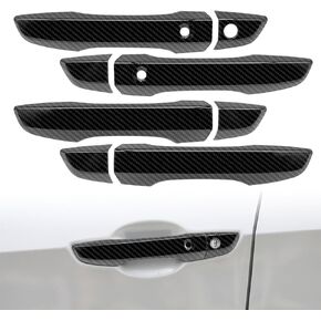 Exterior Department Handle Compatible with 10th Generation Honda Civic 2016-2021 Sedan Trim Parts with Smart Keyhole, ABS Exterior Door Handle Cover Trim, Carbon Fiber Black
