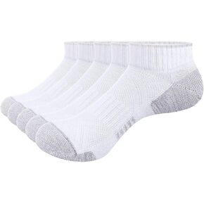 Mens Moisture Wicking Cotton Cushioned Athletic Ankle Socks Low Cut Training Running Socks For Men 6-13, 5 Pairs/Pack