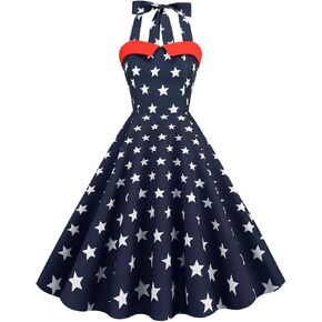 Women 1950s Vintage Spaghetti Strap Cocktail Swing Dress Halloween Rockabilly Audrey Hepburn Prom Tea Party Gown