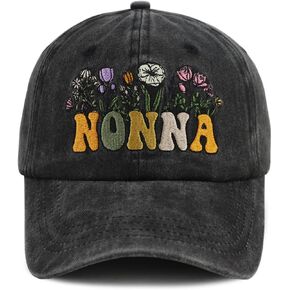 Nonna Baseball Cap for Women, Adjustable Embroidered Cotton Italian Grandma Hat