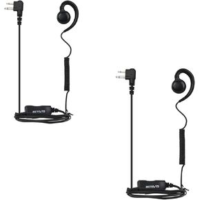 Retevis Swivel Two Way Radio Headset with Mic 2 Pin,Coil Tube,Compatible with Motorola CP100D CP185 CP200 CP200D GP300 GP2000 BRP40 HYT TC610 Walkie-Talkie,Soft C-Shape Walkie Talkie Earpiece(2 Pack)
