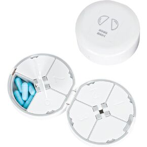7 Compartments Pill Case with Pill Cutter Round Pocket Medicine Dispenser Daily Pill Planner