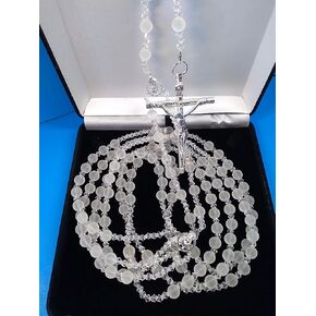 Wedding Lasso/Lasso para Matrimonio/Lasso de Boda/Lazo de Cristal Mate de 10mm en Forma de bola con imagenes y Cruz de Metal Lazo Color Plata.