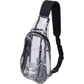 Clear Sling Bag, Stadium Approved PVC Casual Waterproof Transparent Chest Bag with Adjustable Strap for Hiking Concerts