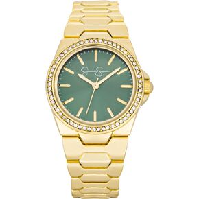 Jessica Simpson Womens Watches with Crystal Diamonds, Analog Quartz Dress Wrist Watch for Women - Unique Gifts for Her (Gold)