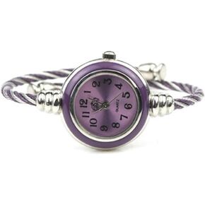 Womens Ladies Girl 2 Tone Gold Silver Classic Twisted Band Bracelet Bangle Cuff Round Mini Wrist Watch