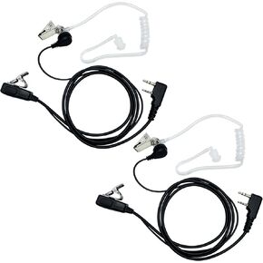 Walkie Talkie Earpiece with Mic PTT 2 Pin Covert Acoustic Tube Secret Service Earpiece Compatible with Baofeng UV-5R BF-888S Arcshell Retevis H-777 RT21 RT22 Kenwood 2 Way Radios (2 Pack)