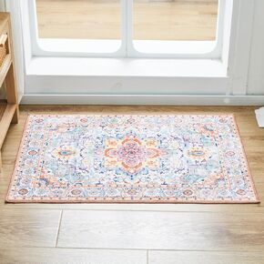 Modern Light Navy Blue Area Rug,Non Slip Colorful Big Large Carpets, Abstract Machine Washable 5x7 Rugs for Living Room and Bedroom, Soft Blue and White Rug for Dining Center