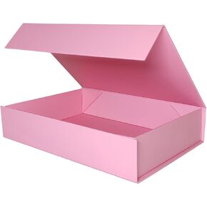 MLIKOEU Pink Foldable Magnetic Gift boxes 11.5X8.5X2.5 collapsible rigid gift box with magnetic closing for Gifts, Wedding, Birthday
