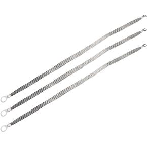 Universal Car Braided Ground Straps/Front/Tinned Ground Wire Straps/Durable/Copper / 508mm / 3pcs / Silver Tone