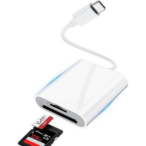 قارئ بطاقات USB C SD TF 2 في 1 عالي السرعة وسعة عالية لا حاجة إلى تنزيل التطبيق ودعم نقل الفيديو والصورة وقارئ بطاقات Micro SD المتوافق مع الهاتف 15 Pro Max Pad Pro Macbook Pro/Android