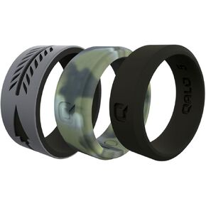 QALO Men's Rubber Silicone Ring Gift Set, Comfort Fit, Silicone Rubber Wedding Band Set, Breathable, Durable Wedding Ring for Men, Multi Colors