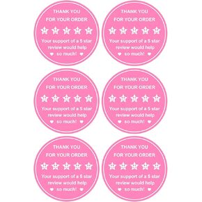 Delivery Review Thank You Sticker,2 inch 300pcs Cute 5 Star Review Thank You Sticker Delivery for Small Business Bag,Box,Envelope