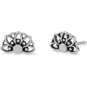 Boma Jewelry Sterling Silver Balinese Style Lotus Stud Earrings