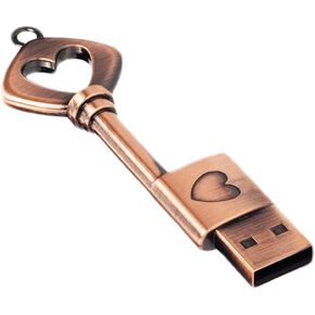لطيف محرك فلاش USB مفتاح 64GB، Wiedeus الكلاسيكية الرجعية المعادن الذاكرة عصا على شكل قلب محركات الإبهام in Kuwait