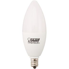 Feit Electric CTF40/10KLED/3 Non-Dimmable Led Bulb, 40 W, 120 Vac, 300 Lumens, 3000 K, Cri >80, 4 in L, 3.9" H x 1.4" D, Warm White, 3 Piece