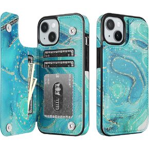 Korecase for iPhone 14/iPhone 13 Case Wallet with Card Holder, Floral Flower Pattern Back Flip Folio PU Leather Kickstand Card Slots Case for Women, Double Magnetic Clasp Shockproof Cover White