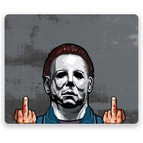 Mouse Pad, 10.2" Horror Characters Middle Finger Computer Mouse Mat with Anti-Slip Rubber Base, Square Waterproof Mouse Pad for Office Laptop (Killer Myers)