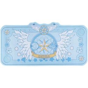 Large Non-Slip Rubber Base Desk Mat for Keyboard, Kawaii Keyboard Gaming PC Laptop Mat, Mouse Pad and Mouse Desk Blotter Protector - Sakura Magic Array (Blue)