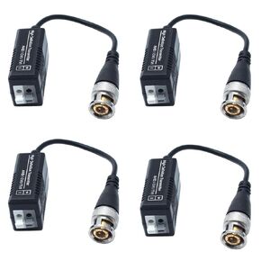 4pcs High Definition Passive Video Transmitter for Camera System, Male BNC to UTP CAT 5/5e/6 Cable