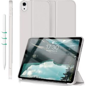 Aoub Case for iPad Air 11 Inch Case 2024, iPad Air 5th/4th Generation 2022/2020 10.9 inch, Auto Wake/Sleep, Ultra Slim Lightweight Trifold Stand Smart Silicone Soft TPU Back Shell Cover - Gray