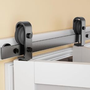 36" Bifold Barn Door Hardware Kit for Double 18" Doors, Bi Folding Barn Door Track Kit, Top Mount Roller, Heavy Duty, Slide Smoothly Quietly (1x Free Handle As a Gift, NO DOOR, Track Length 40")