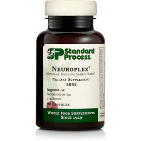 Standard Process Neuroplex - Whole Food Nervous System Supplements, Brain Health and Brain Support with Thiamin, Spanish Moss, Riboflavin, Calcium Lactate, Vitamin B6, Niacin, and More - 90 Capsules